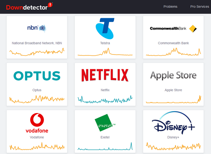 Downdetector lets you check the current status of popular websites and online services